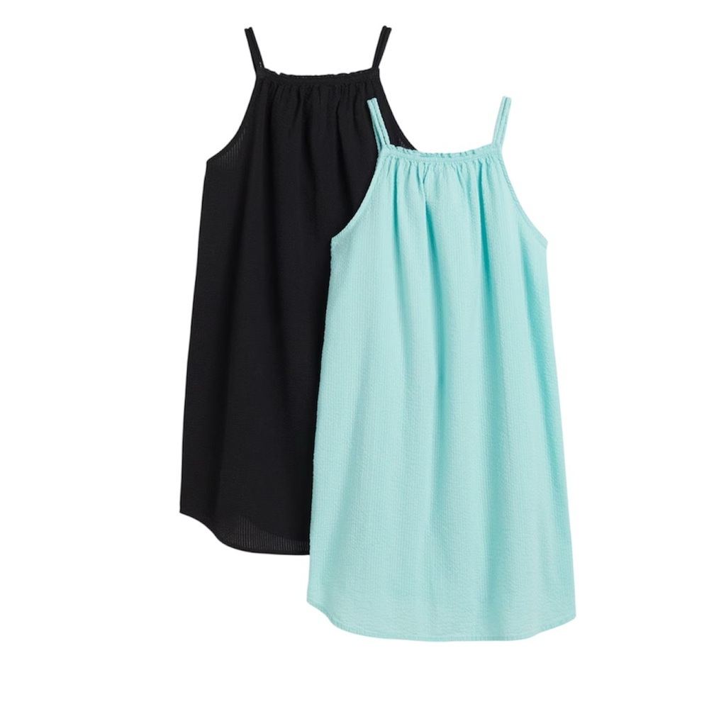 2 pc H&M Black and Light Blue‎ Seersucker Sleeveless Dresses